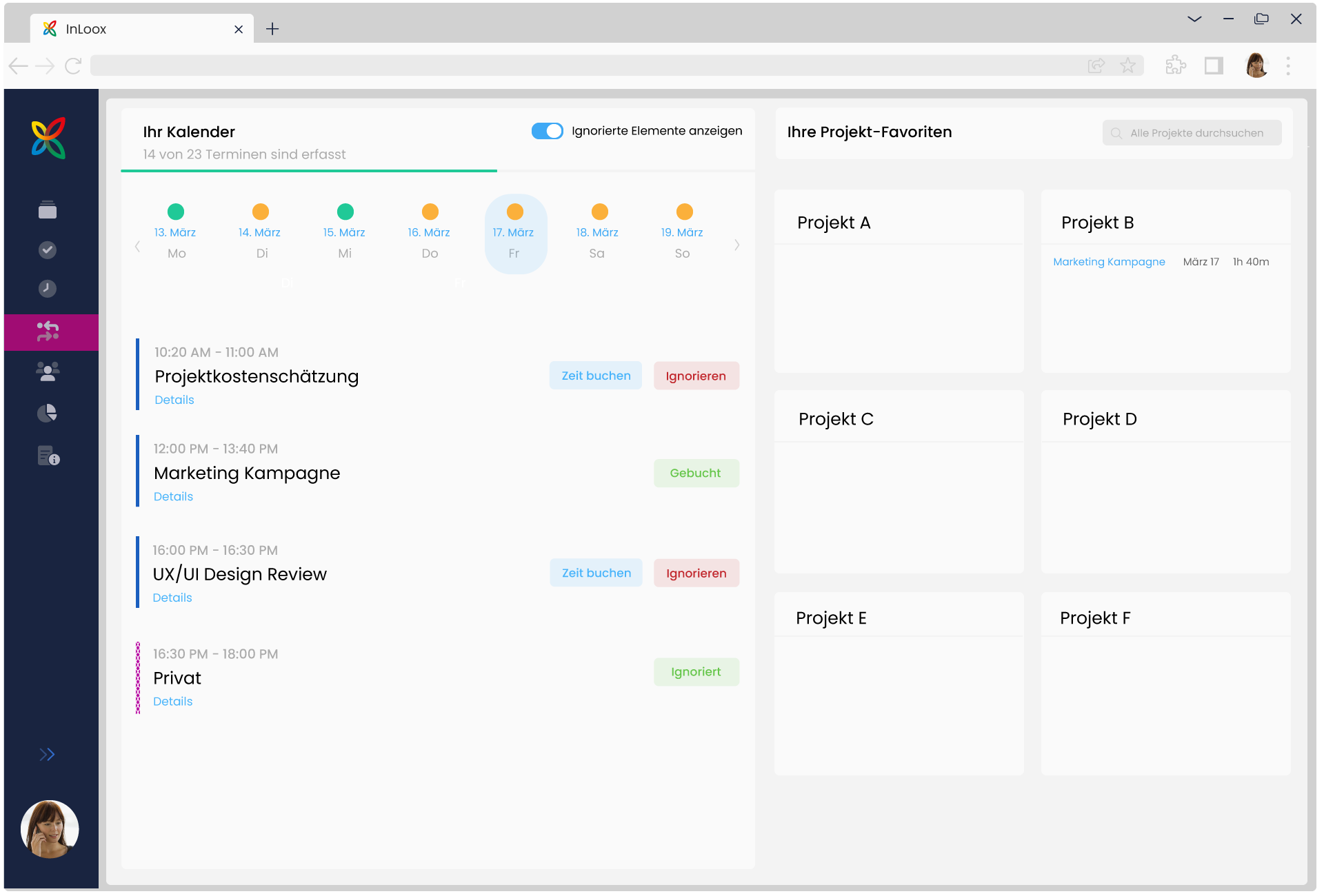 InLoox - Verbinden Sie Ihren Kalender mit InLoox, um Ihre Anrufe, Meetings und Termine in Ihrem Projekt zu erfassen.