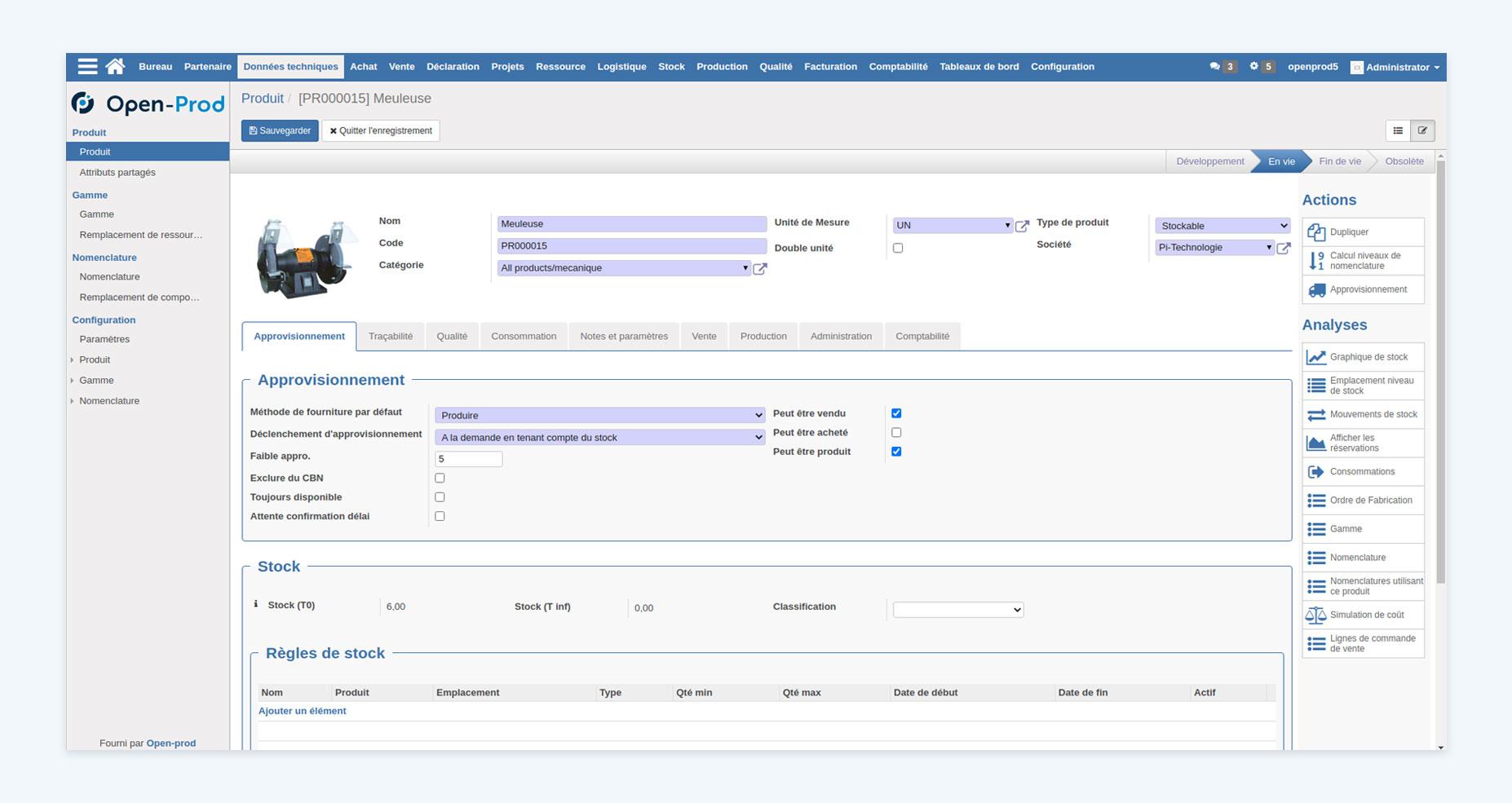ERP Open-Prod-1-interface-produit