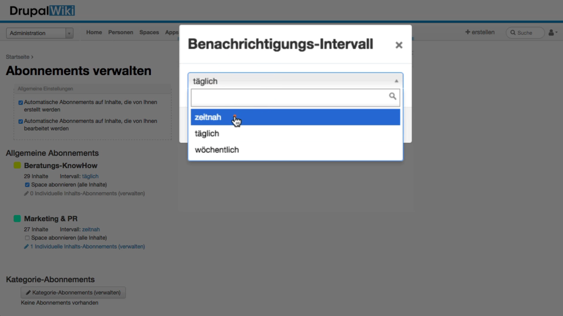 Drupal Wiki - Änderungen an ausgesuchten Inhalten erhalten Sie ganz bequem per Email.