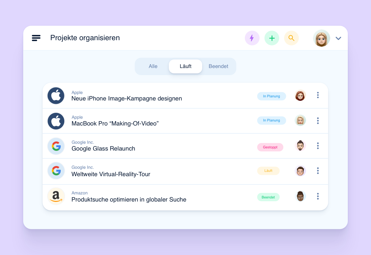 awork - Projektliste