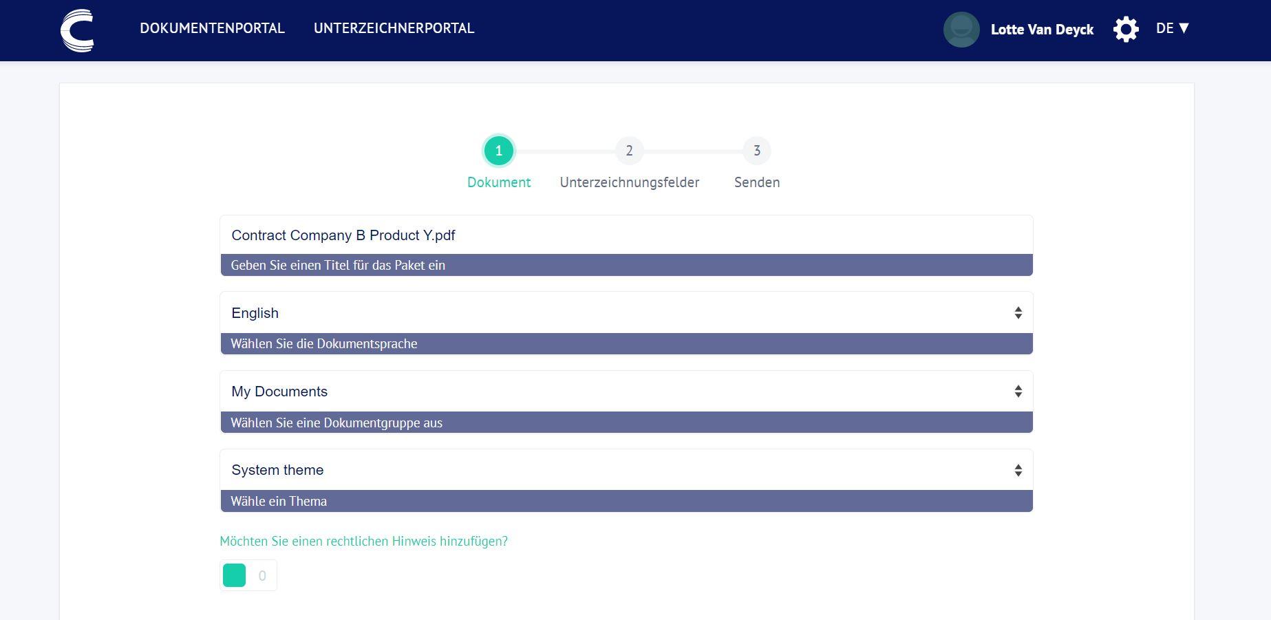 Connective eSignatures - Dokument