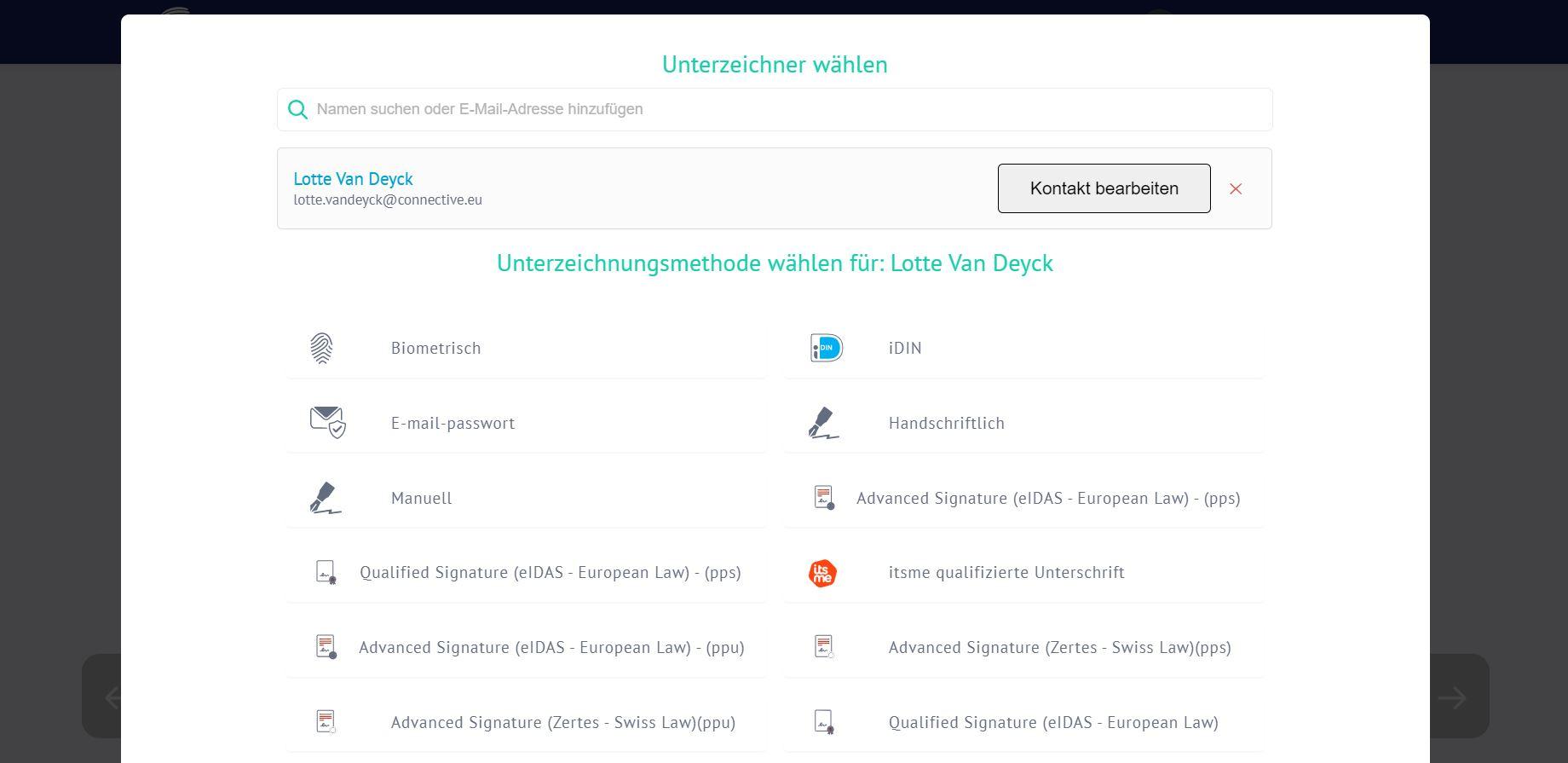 Connective eSignatures - signierungsfelder