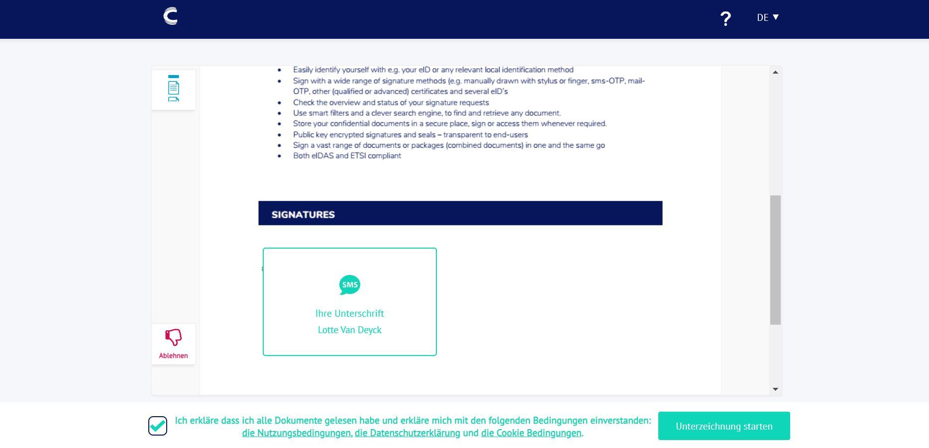 Connective eSignatures - signieren