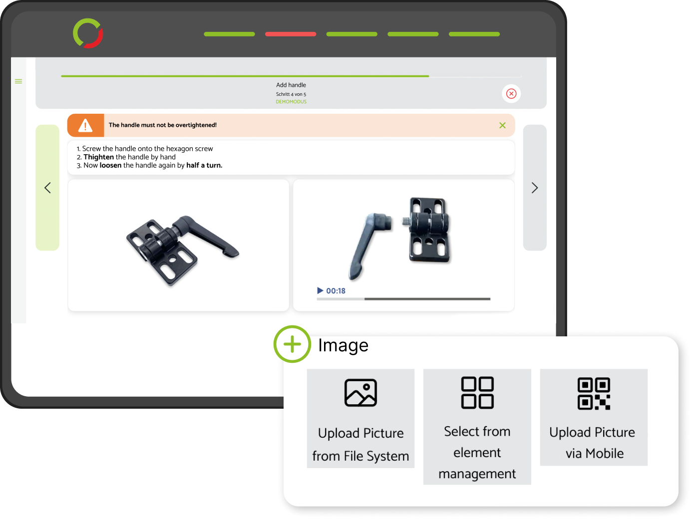 SETAGO - Overcoming language barriers through videos and images 
- Uniform structure of the instructions 
- Automated notification in case of changes 
- Insert warning notices for more attention